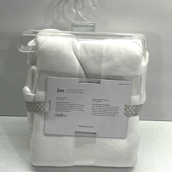 Carter’s Just One You 3 Pack Long Sleeve Cotton White Bodysuits Set 3-Months New - Picture 8 of 10